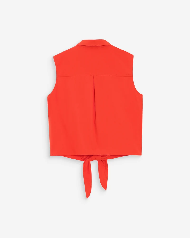 Chemise cintrée en coton à nouer devant sanguine Vero