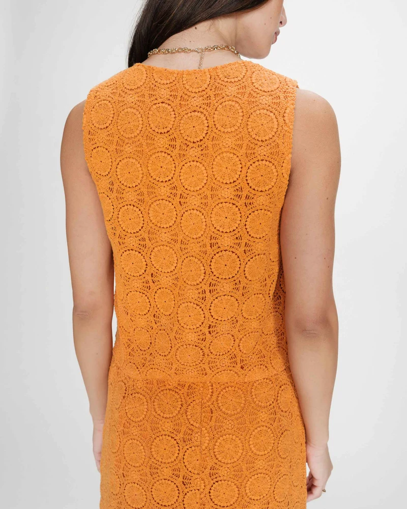Top en crochet à nouer col V or Vony