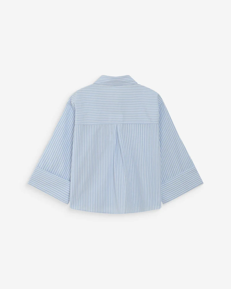 Chemise courte à rayures manches 3/4 ciel Voice