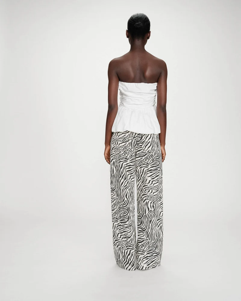 Top péplum bustier à encolure carrée ivoire Valo