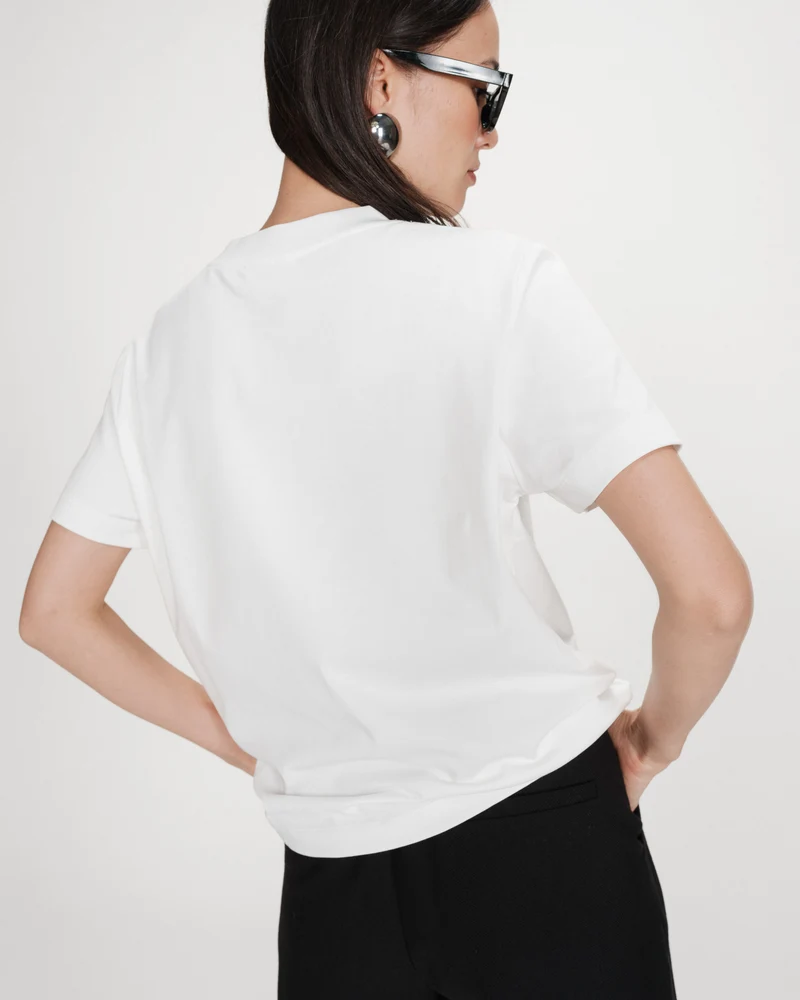 T-shirt en coton manches courtes ivoire Vanders