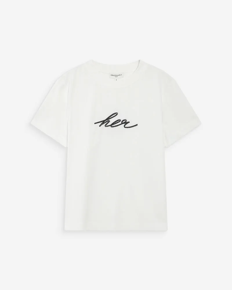 T-shirt en coton manches courtes ivoire Vanders
