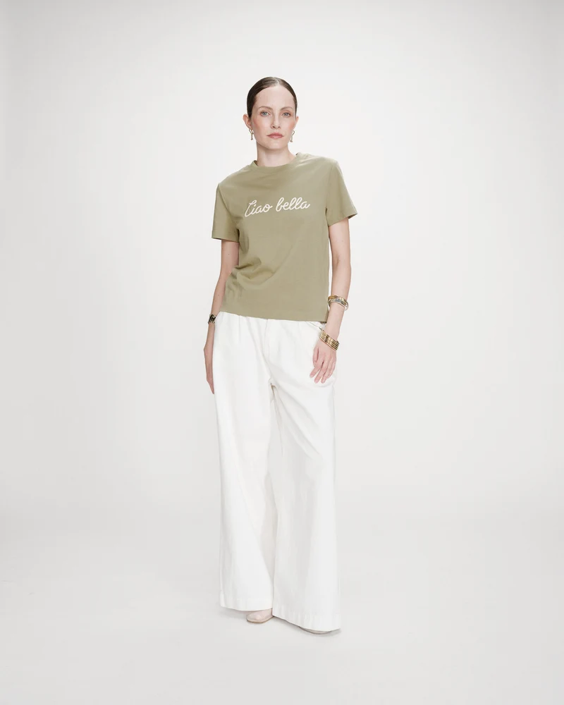 T-shirt en coton manches courtes sauge Vanders
