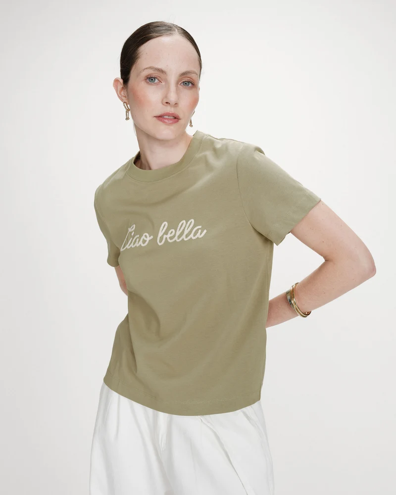 T-shirt en coton manches courtes sauge Vanders