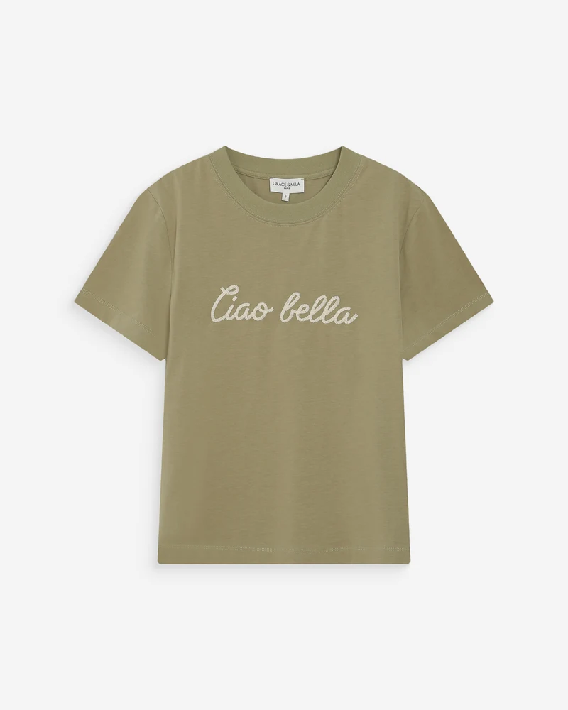 T-shirt en coton manches courtes sauge Vanders