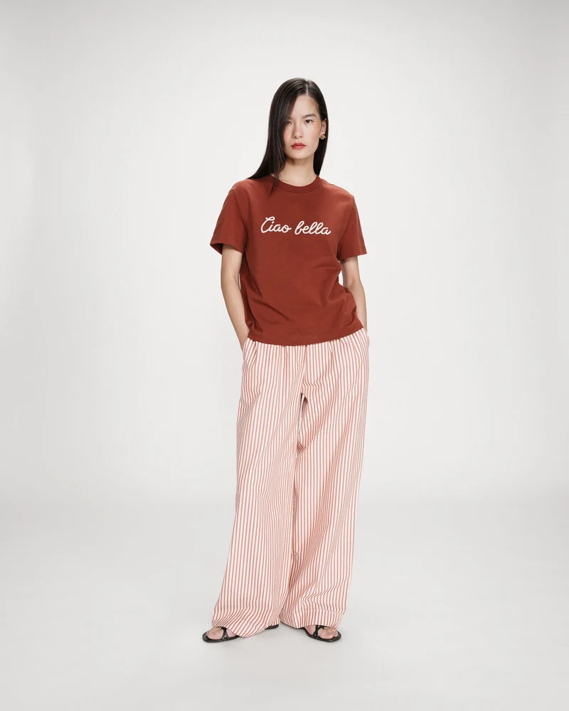 T-shirt en coton manches courtes terracotta Vanders