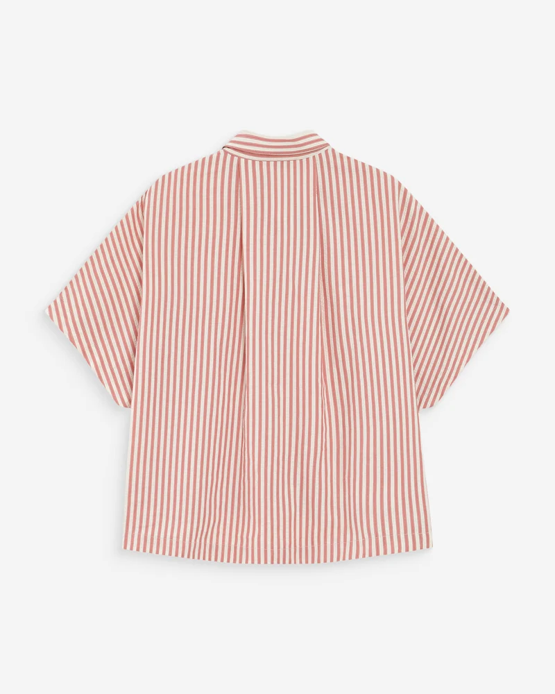 Chemise large à rayures manches courtes corail Vercia
