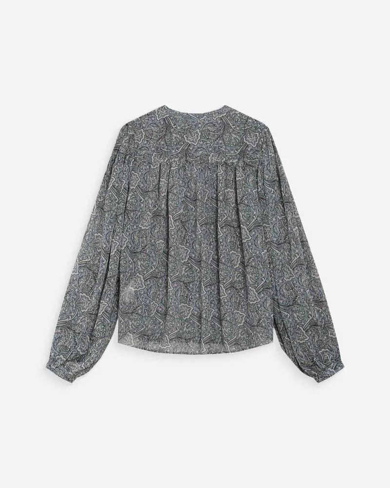 Blouse manches bouffantes imprimée bohème ciel Vertueuse