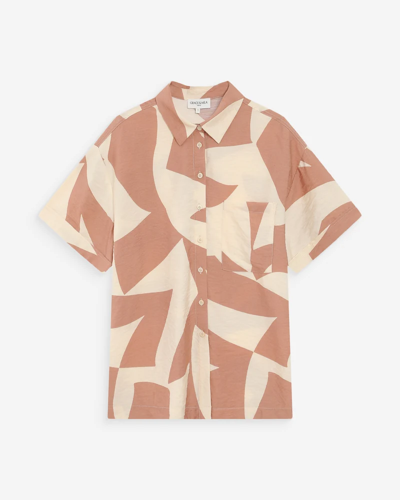 Chemise imprimée graphique mocha Veil