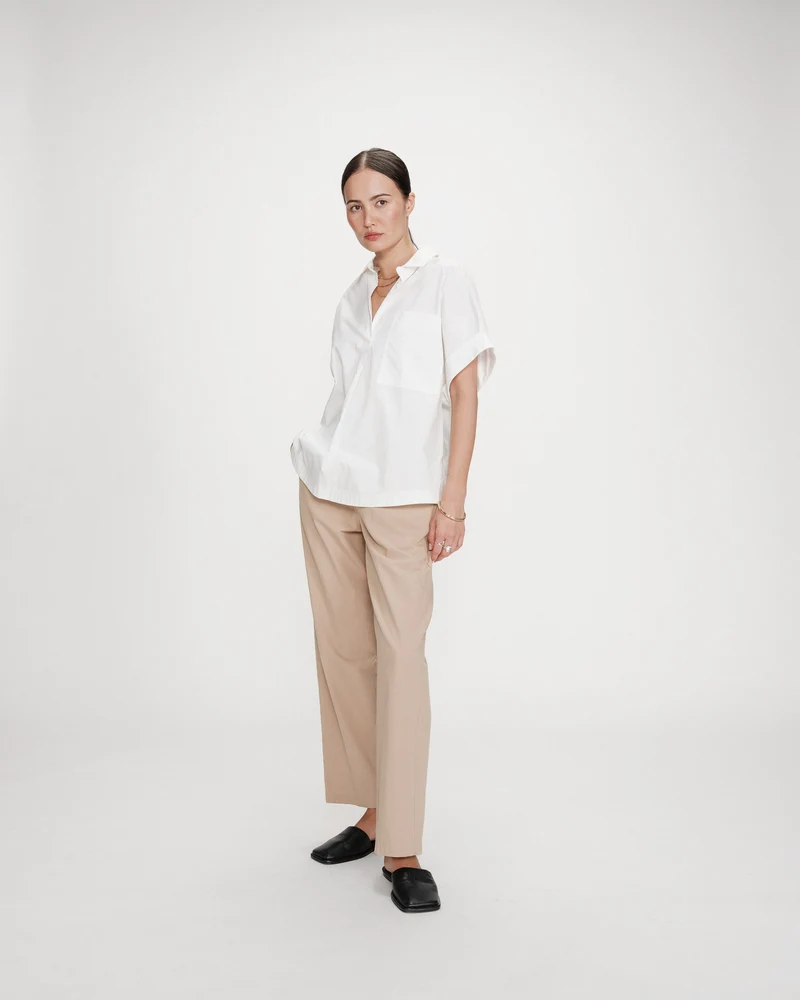 Blouse large en coton manches courtes ivoire Versigny