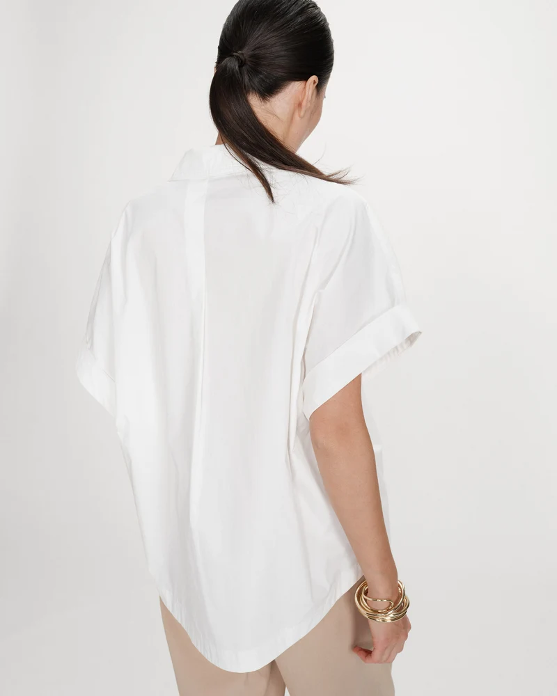 Blouse large en coton manches courtes ivoire Versigny