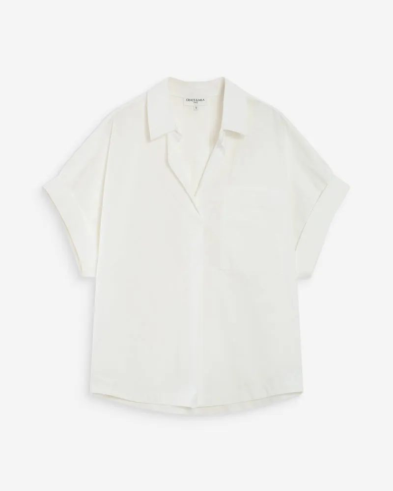 Blouse large en coton manches courtes ivoire Versigny