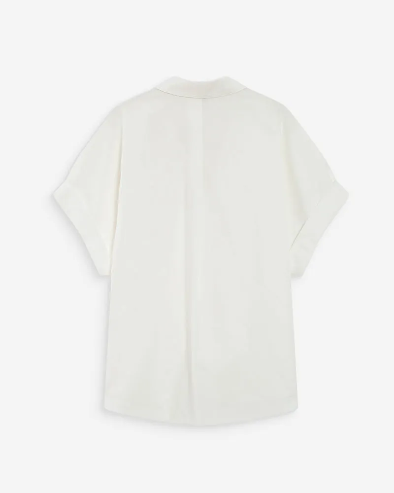 Blouse large en coton manches courtes ivoire Versigny