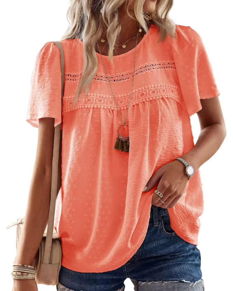 Naira Blouse Femme – Top Bohème en Mousseline avec Dentelle & Coupe Fluide