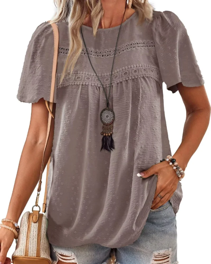 Naira Blouse Femme – Top Bohème en Mousseline avec Dentelle & Coupe Fluide