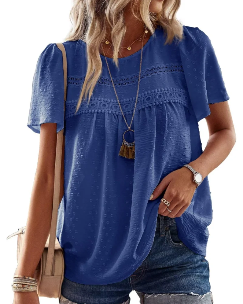 Naira Blouse Femme – Top Bohème en Mousseline avec Dentelle & Coupe Fluide