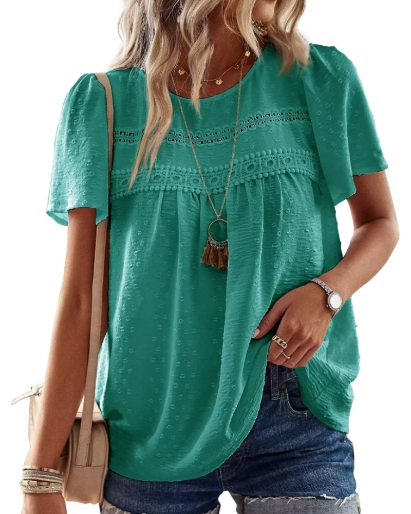 Naira Blouse Femme – Top Bohème en Mousseline avec Dentelle & Coupe Fluide