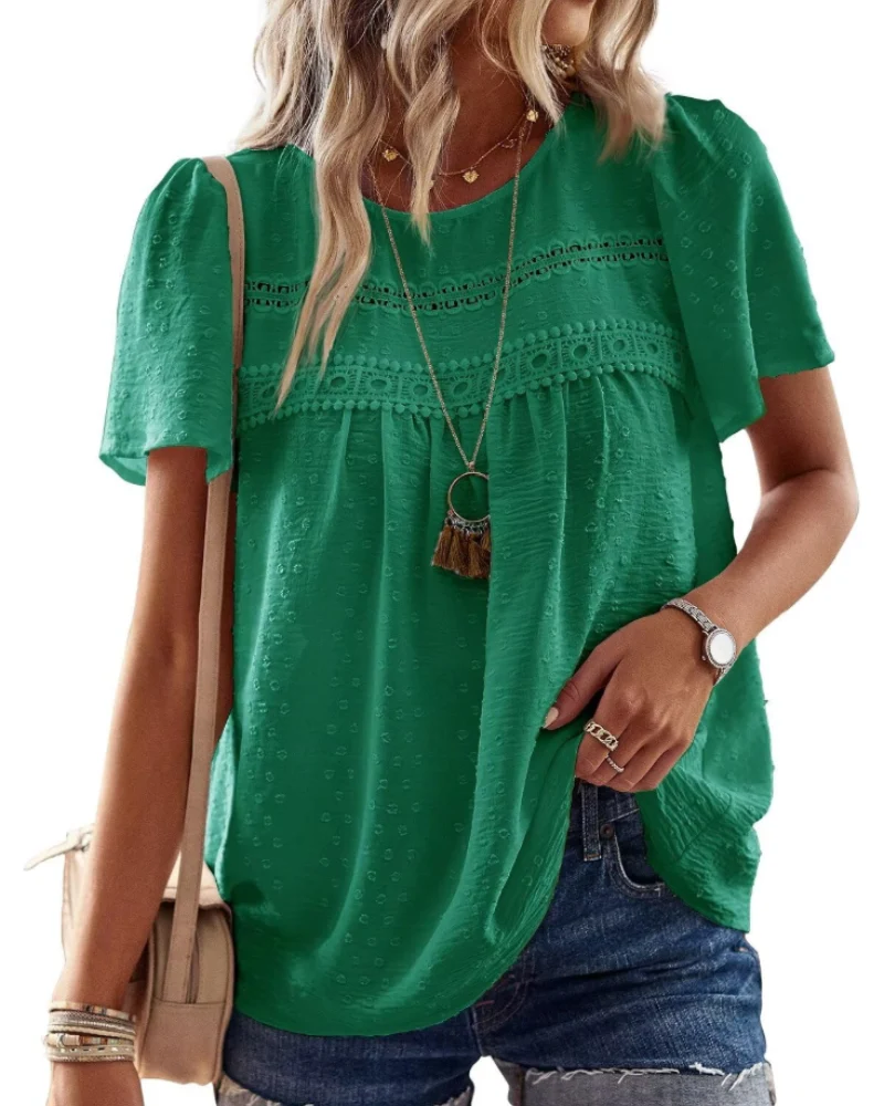 Naira Blouse Femme – Top Bohème en Mousseline avec Dentelle & Coupe Fluide