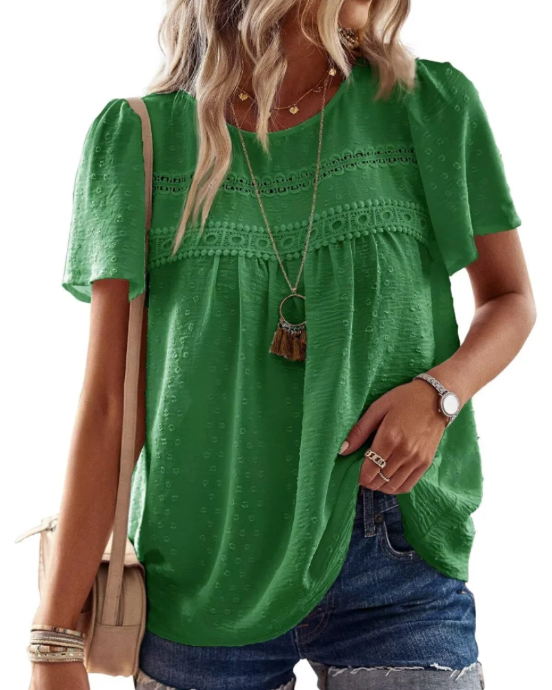 Naira Blouse Femme – Top Bohème en Mousseline avec Dentelle & Coupe Fluide