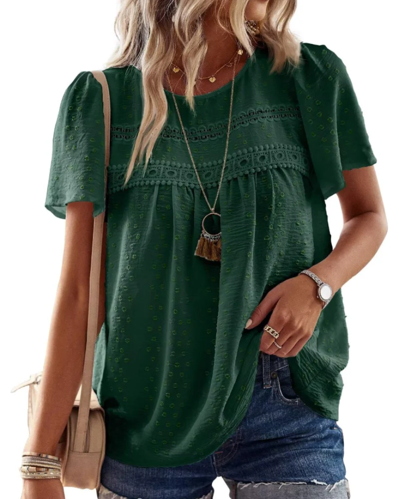 Naira Blouse Femme – Top Bohème en Mousseline avec Dentelle & Coupe Fluide