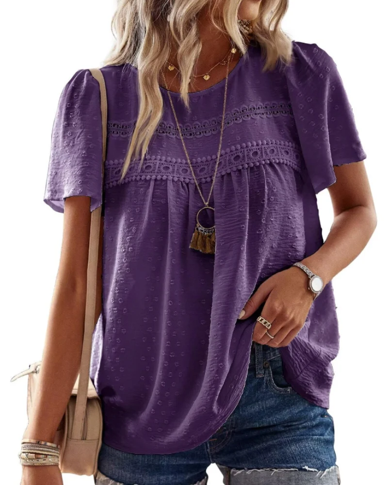 Naira Blouse Femme – Top Bohème en Mousseline avec Dentelle & Coupe Fluide
