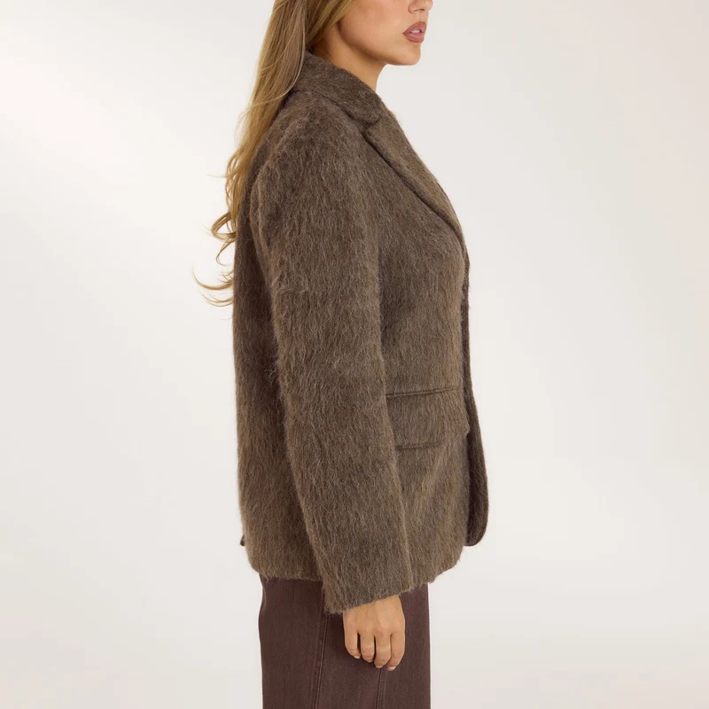 Blazer Oversize en Mélange de Laine - Vison