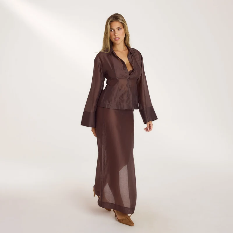 Chemise Ajustée Transparente - Chocolat