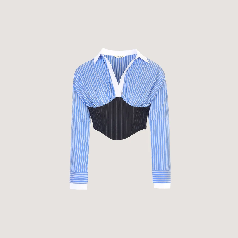 Chemise Bustier à Manches Longues - Bleu