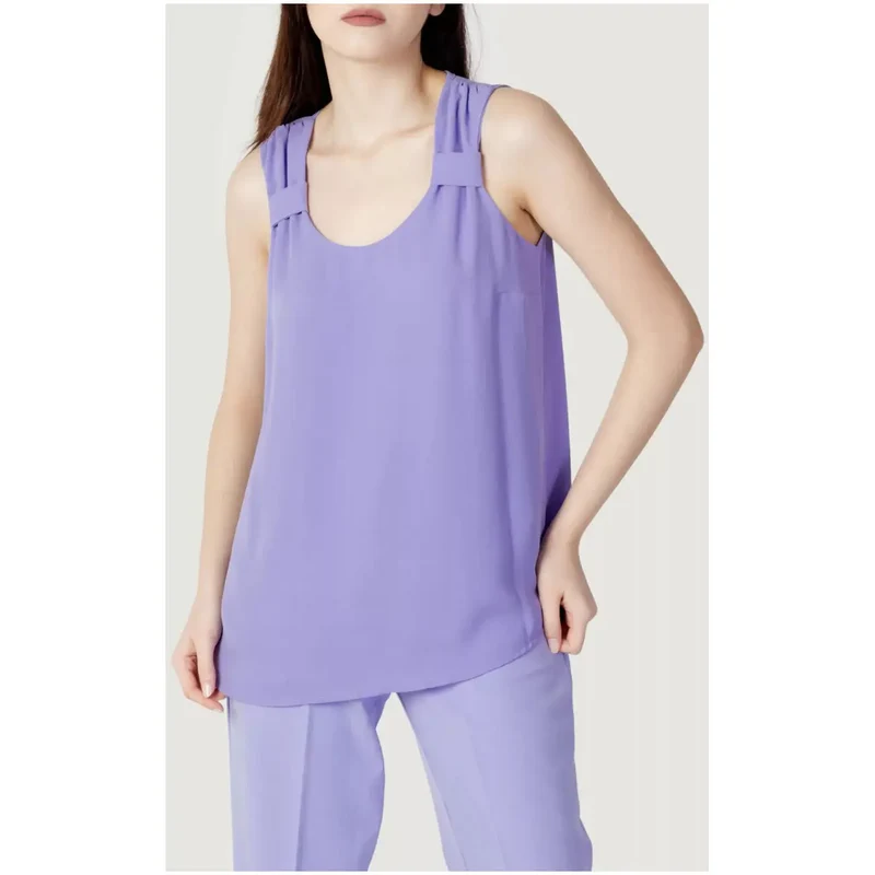 Débardeur pour femme Hanny Deep violet sans manches à col rond