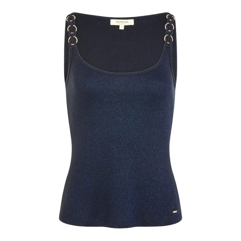 Haut à bretelles croisées bleu pour femmes de Morgan De Toi, en viscose, col carré