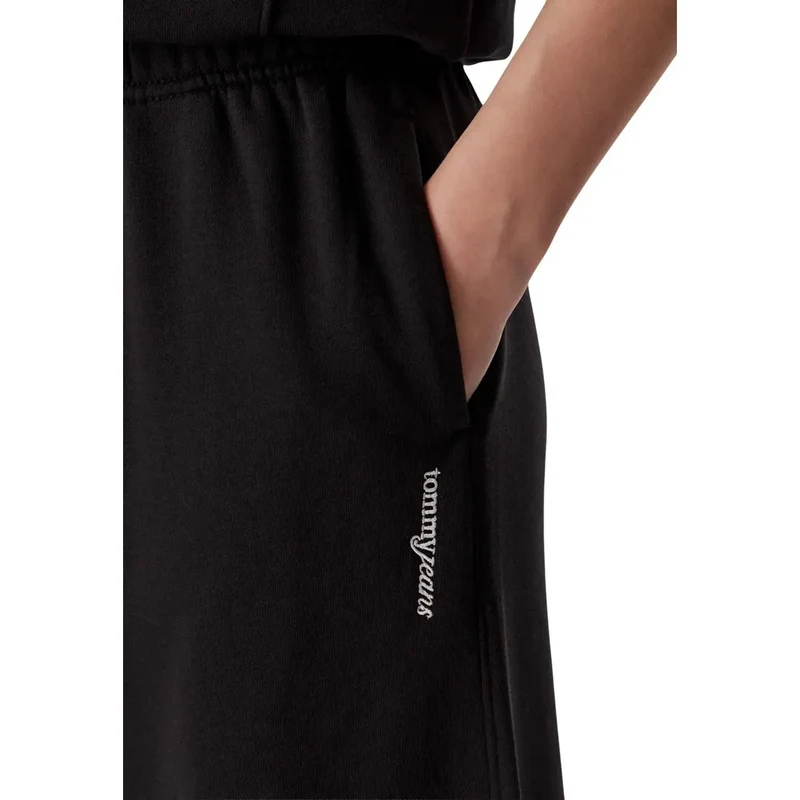 Pantalons de survêtement à jambes larges pour femmes Tommy Hilfiger en coton noir