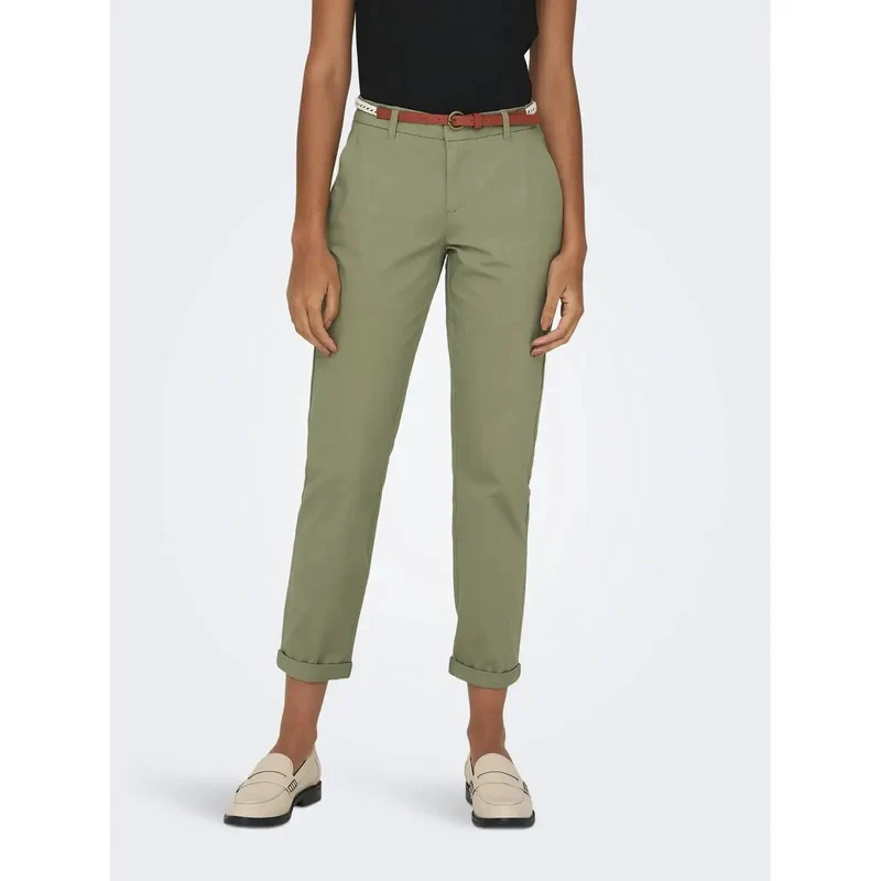 Pantalon pour femmes vert ajusté slim fermeture éclair à boutons 15218519
