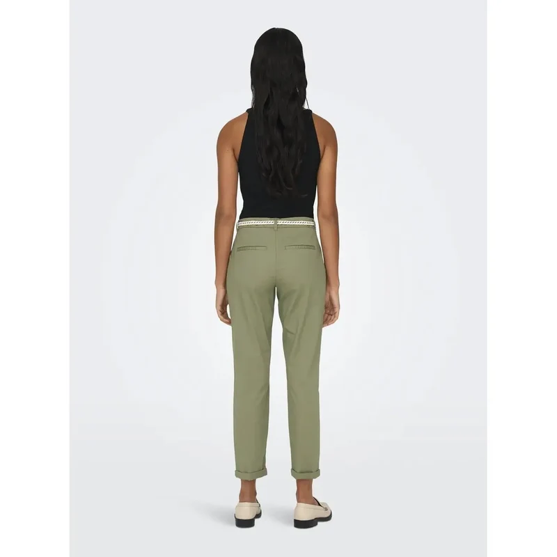 Pantalon pour femmes vert ajusté slim fermeture éclair à boutons 15218519