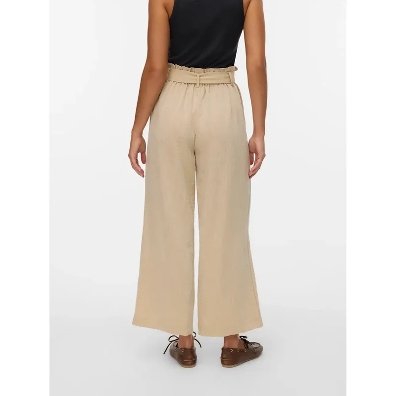 Vero Moda Femmes Pantalon Beige Enfilable Mélange de Viscose