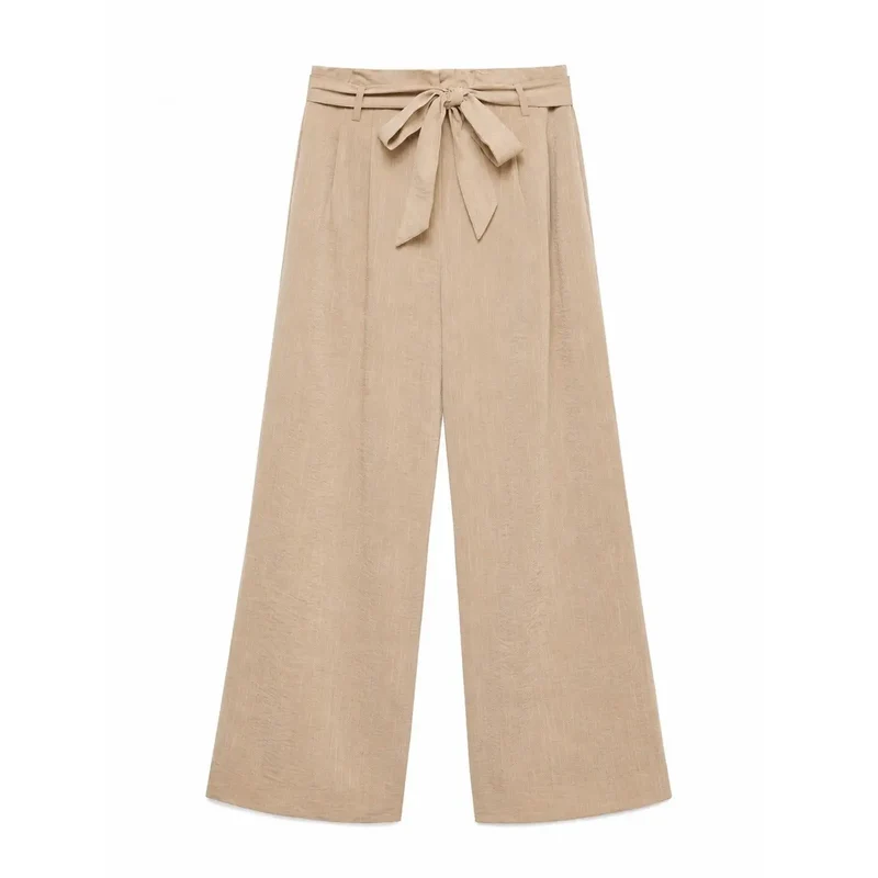 Vero Moda Femmes Pantalon Beige Enfilable Mélange de Viscose
