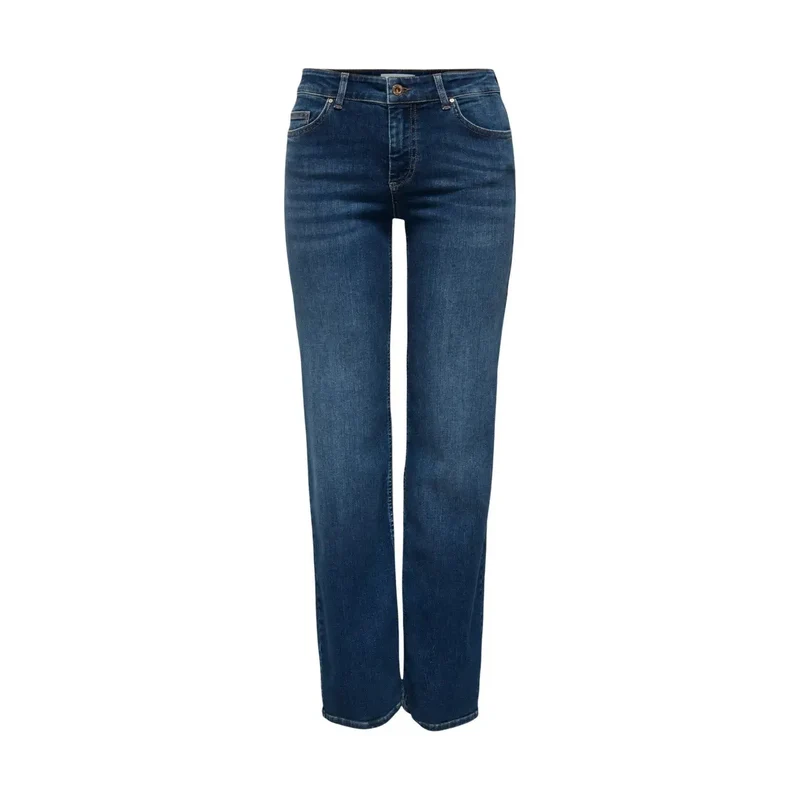 Only Femmes Bleu Mi-Droit Jeans Coton Denim