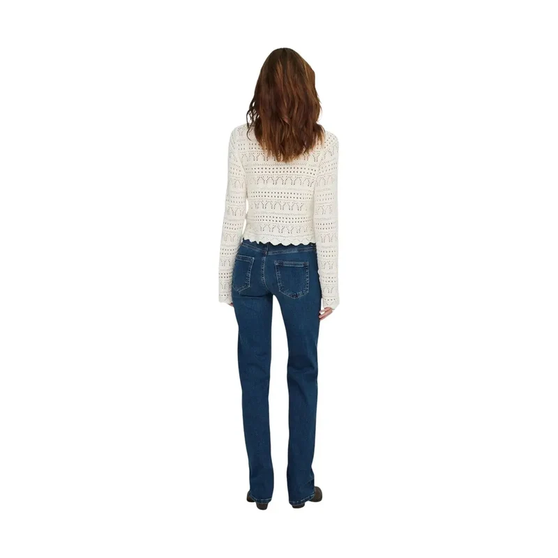 Only Femmes Bleu Mi-Droit Jeans Coton Denim