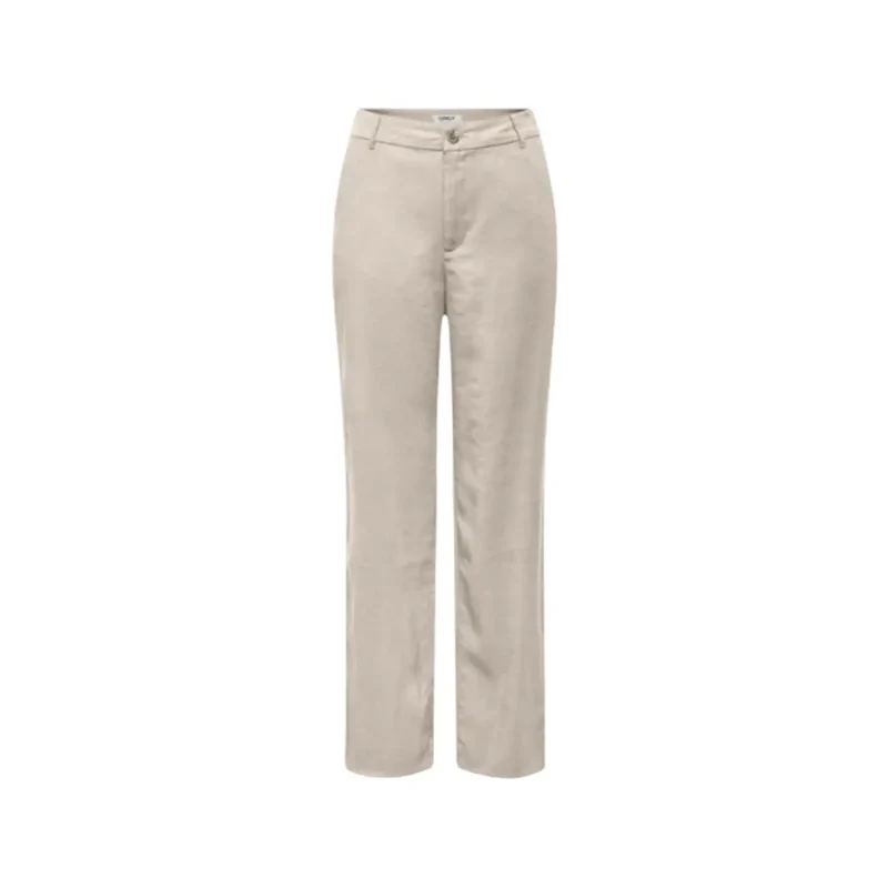 Onlyfemmes Pantalons droits beiges en viscose coupe régulière