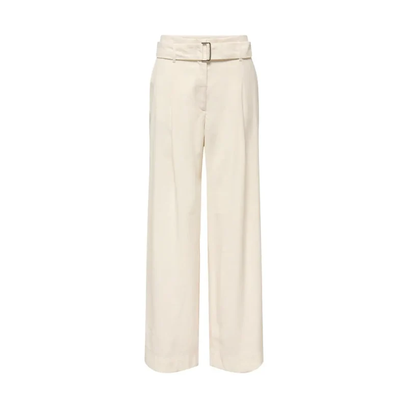 Pantalon large en viscose beige ceinturé femme only