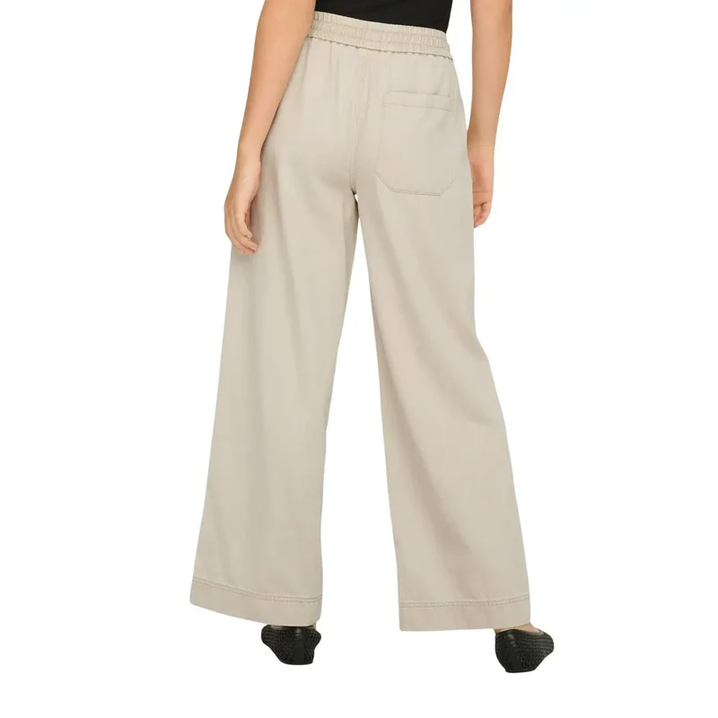 Pantalon pour femmes beige en coton lyocell avec dentelles 15367380