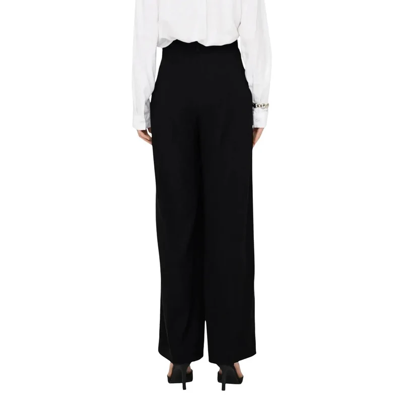 Pantalon femme Jacqueline De Yong noir, fermeture zippée devant et poche
