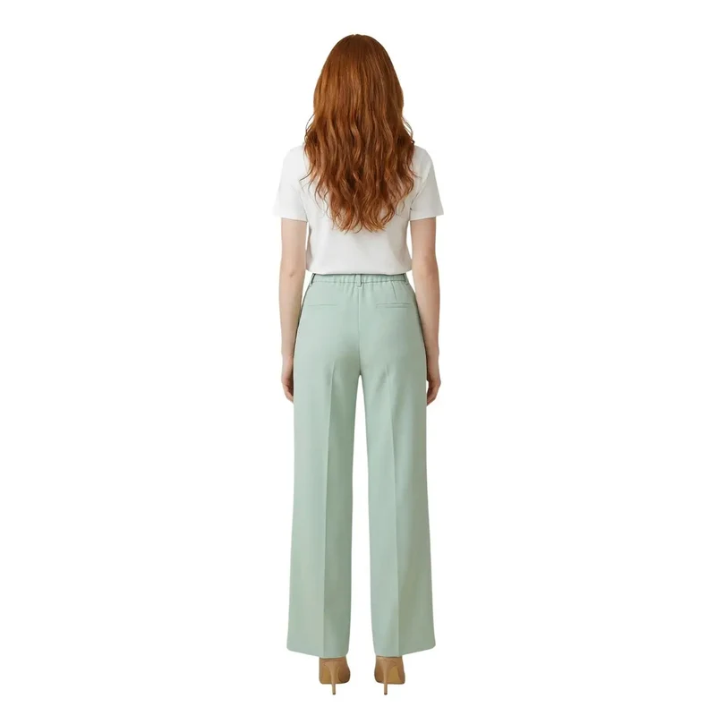 Pantalons verts pour femmes, en polyester extensible, ACPA004655