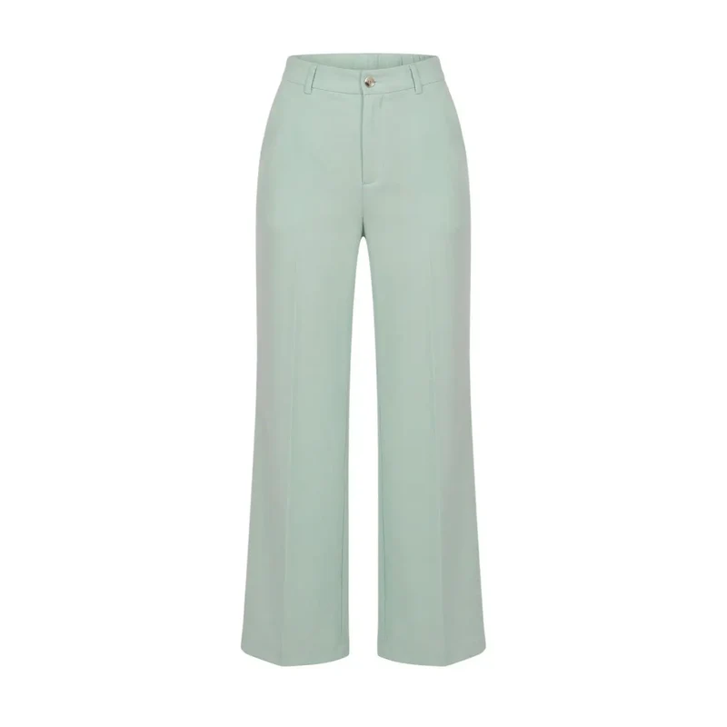 Pantalons verts pour femmes, en polyester extensible, ACPA004655
