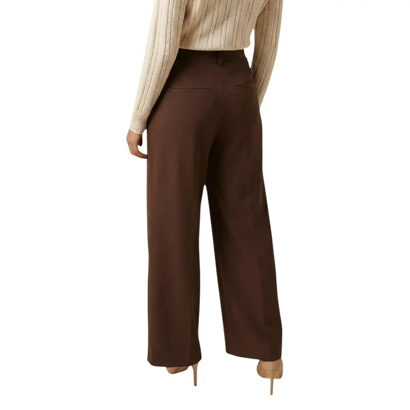 Pantalon pour femmes Marron en polyester avec élasthanne Coupe slim