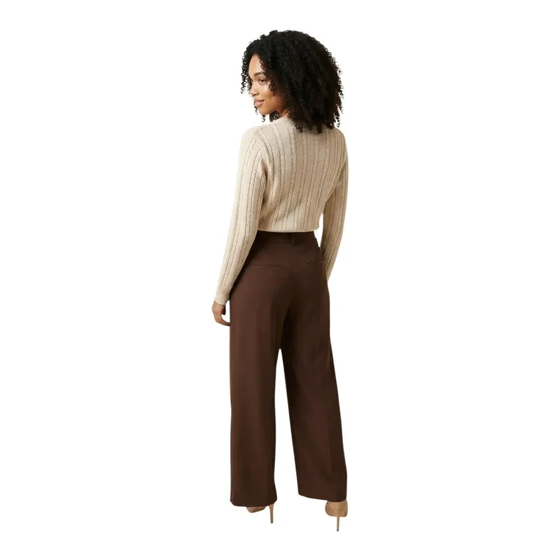 Pantalon pour femmes Marron en polyester avec élasthanne Coupe slim