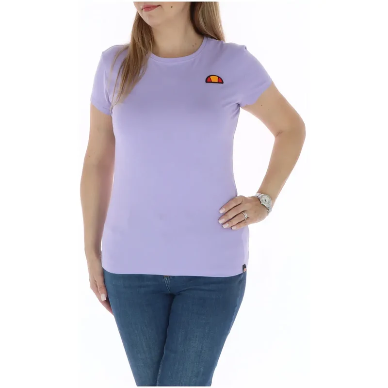 Haut pour femme Ellesse en coton, col rond, violet, manches courtes