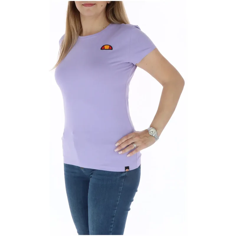 Haut pour femme Ellesse en coton, col rond, violet, manches courtes