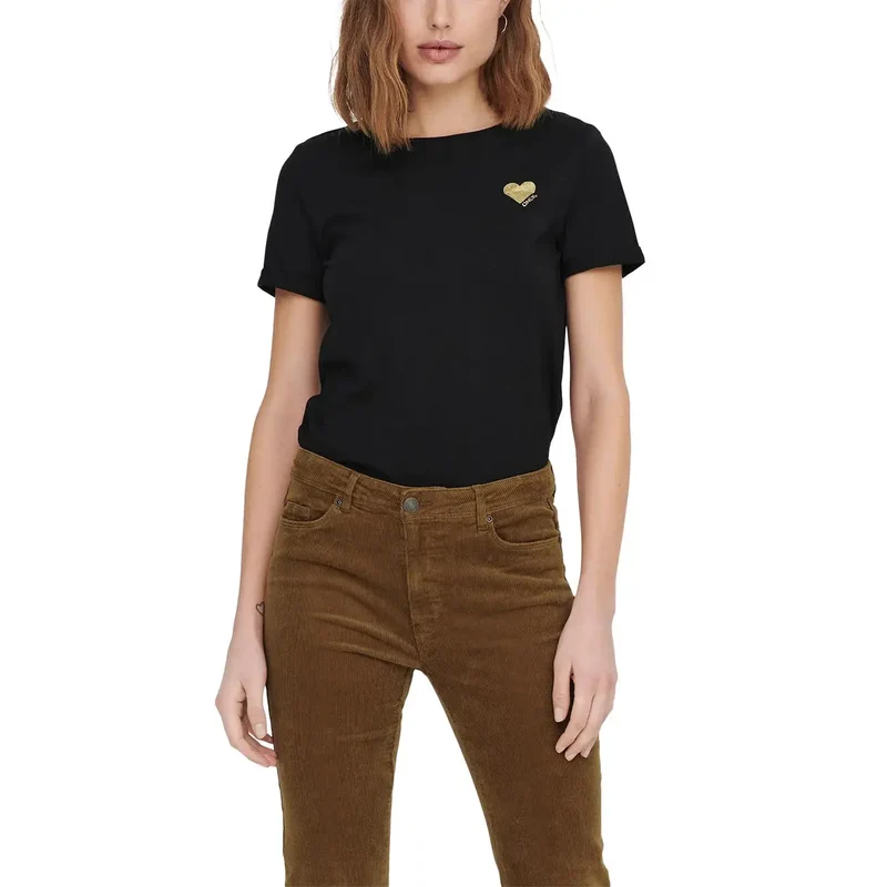 Article 15244714 : T-shirt court en coton à col rond pour femmes Only