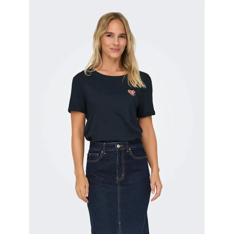 Article 15244714 : T-shirt court en coton à col rond pour femmes Only