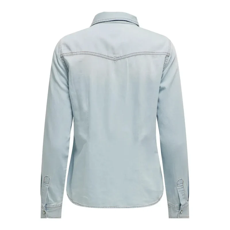 Chemise à boutons en coton bleu clair, modèle féminin Only - Référence 15315185